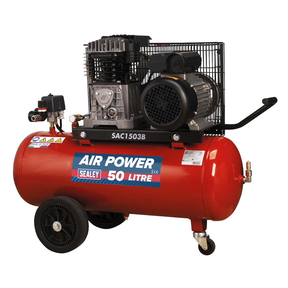 50L Belt Drive Air Compressor 3hp with Cast Cylinders & Wheels