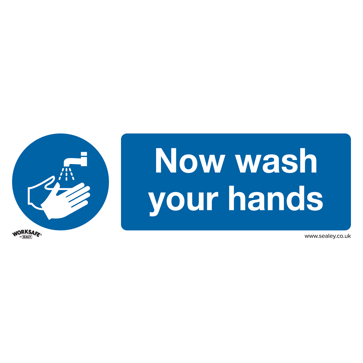 Now Wash Your Hands - Mandatory Safety Sign - Self-Adhesive Vinyl - Pack of 10