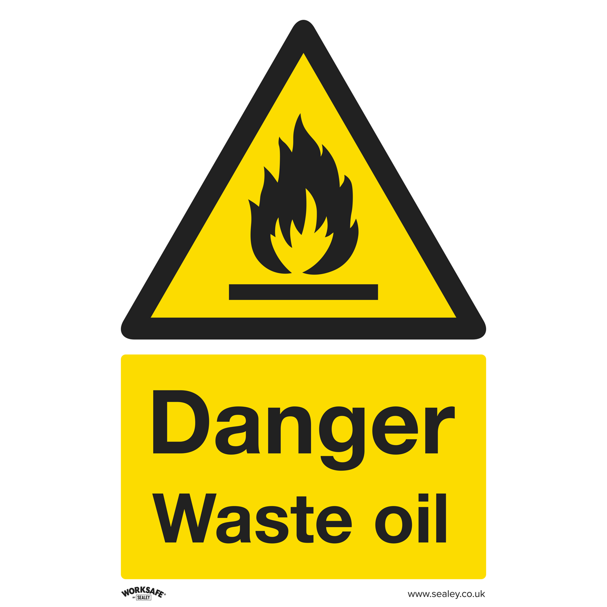 Danger Waste Oil - Warning Safety Sign - Rigid Plastic - Pack of 10