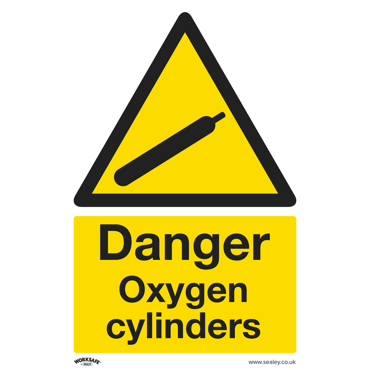 Danger Oxygen Cylinders - Warning Safety Sign - Rigid Plastic - Pack of 10