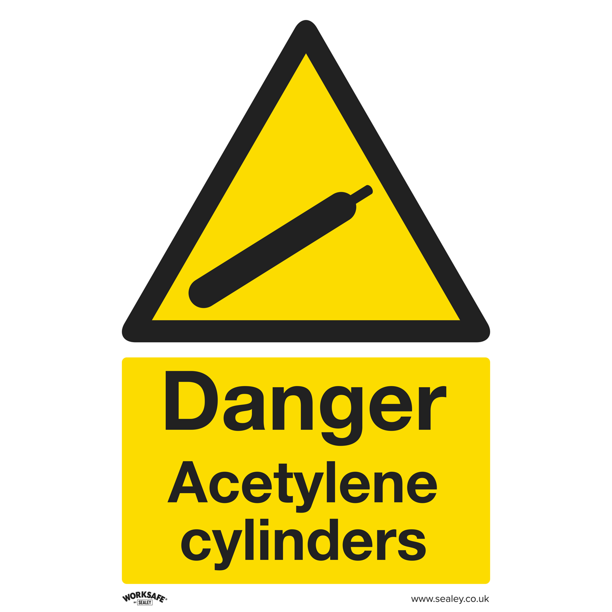 Danger Acetylene Cylinders - Warning Safety Sign - Rigid Plastic - Pack of 10