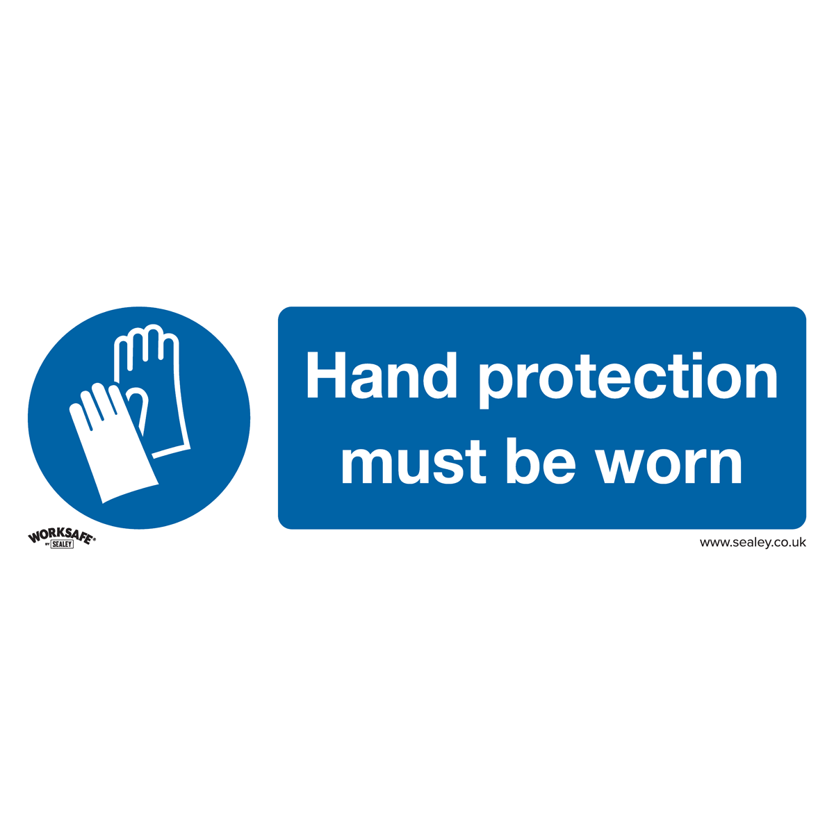 Hand Protection Must Be Worn - Mandatory Safety Sign - Rigid Plastic - Pack of 10