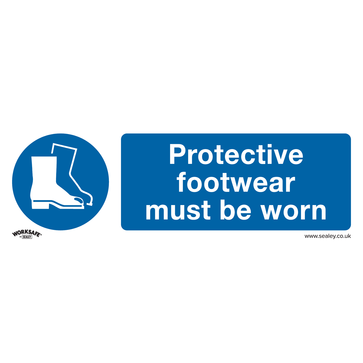 Protective Footwear Must Be Worn - Mandatory Safety Sign - Self-Adhesive Vinyl
