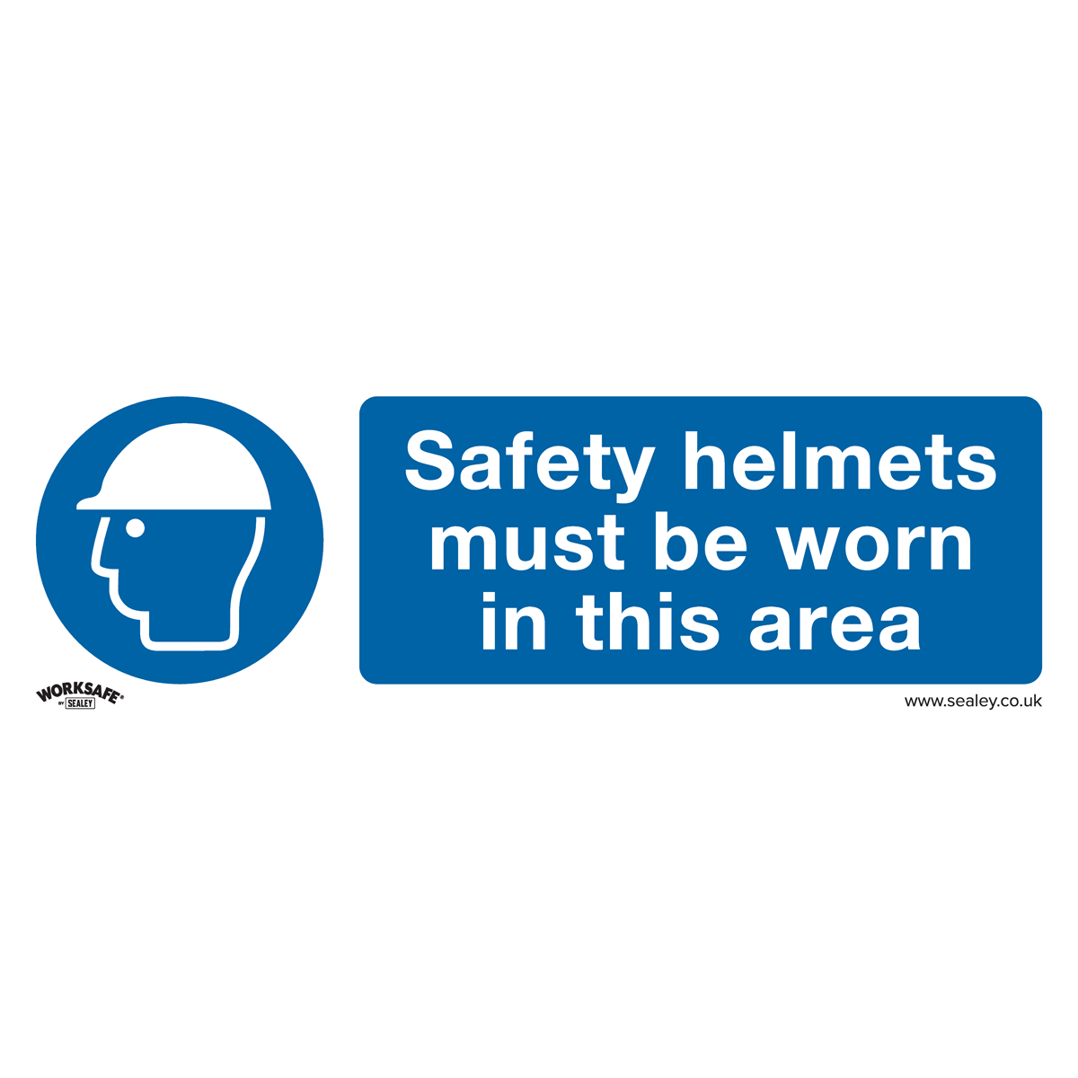 Safety Helmets Must Be Worn In This Area - Mandatory Safety Sign - Self-Adhesive Vinyl