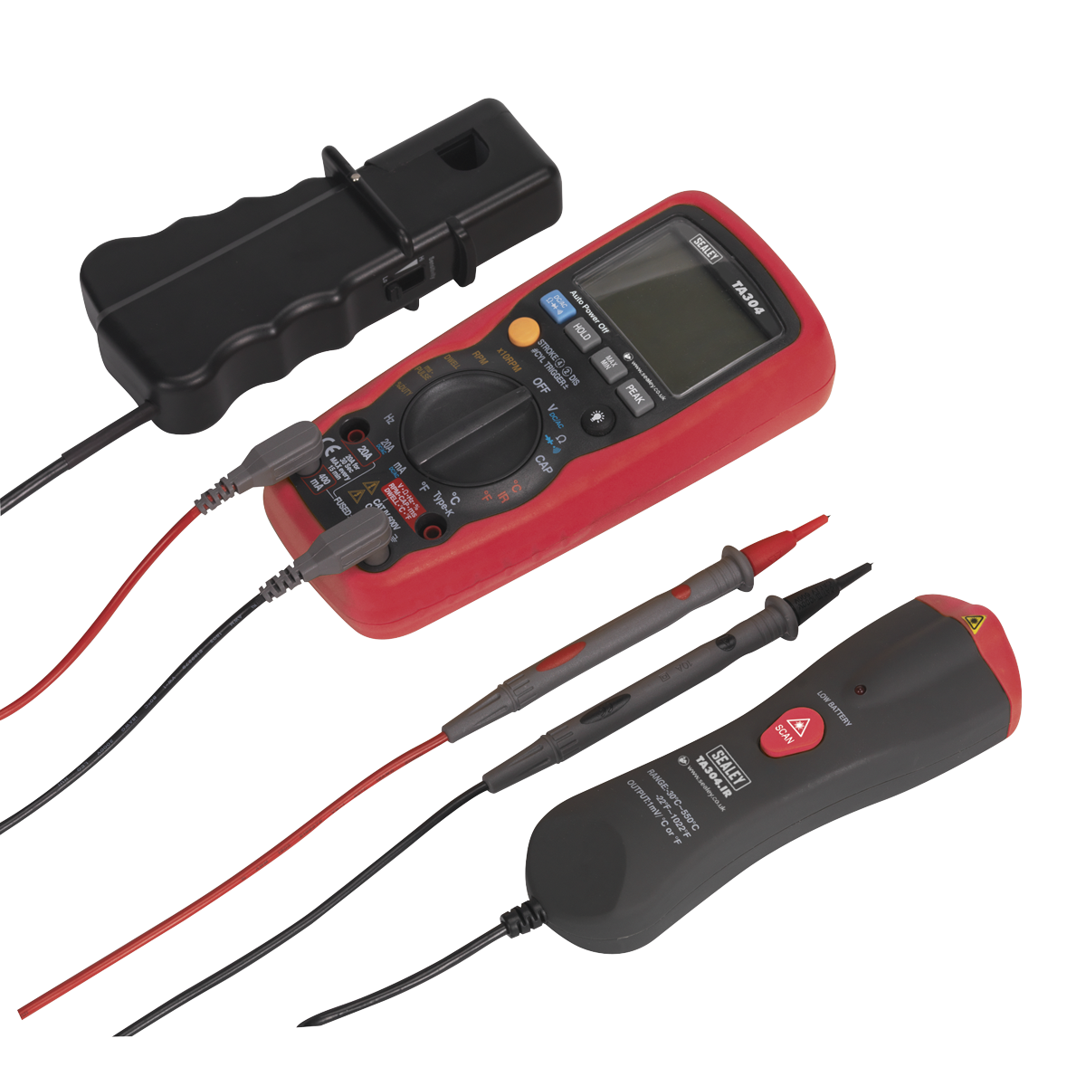15-Function Digital Automotive Analyser with Inductive Coupler/Infrared Temperature Probe
