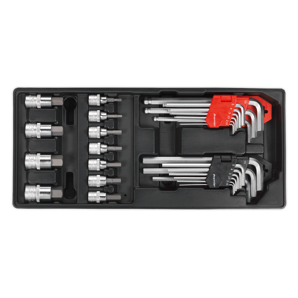 29pc Hex/Ball-End Hex Key & Socket Bit Set with Tool Tray