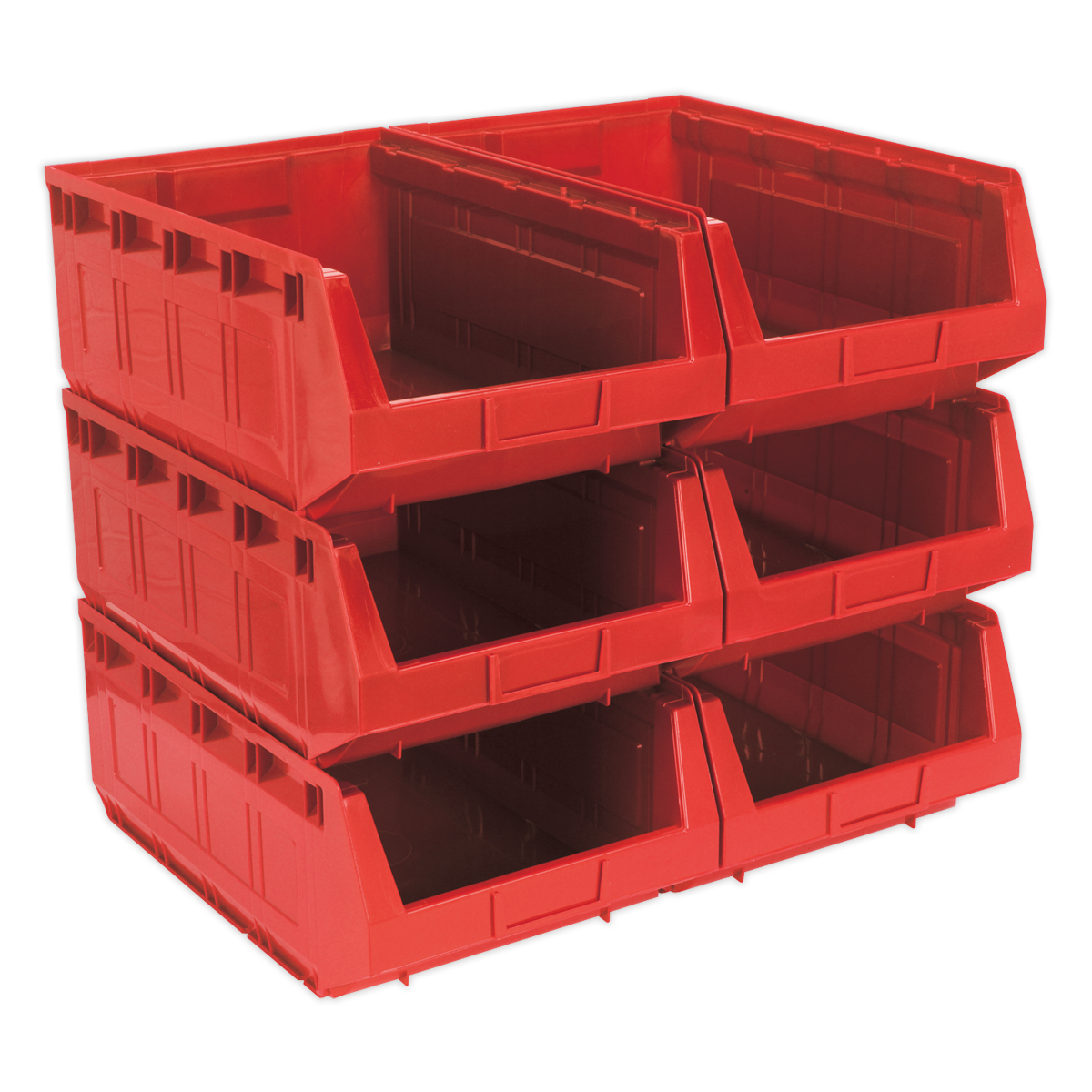 310 x 500 x 190mm Plastic Storage Bin - Red - Pack of 6