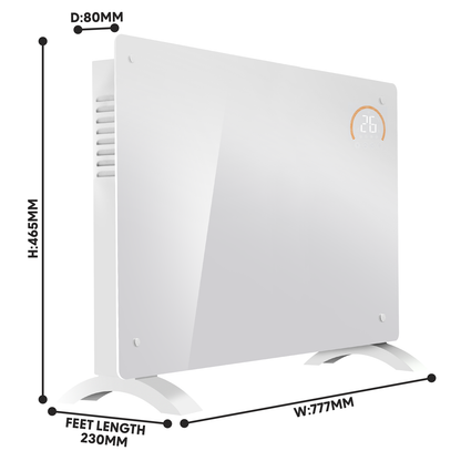 Baridi Electric Glass Panel Heater, 2000W, Thermostat Controlled 24Hr 7 Day Timer, Wi-Fi Enabled, Remote Control, White