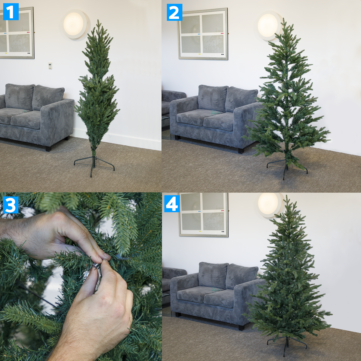 Dellonda Artificial 5ft/150cm Hinged Christmas Tree with 772 PE/PVC Mix Tips