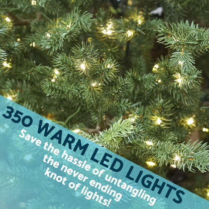 Dellonda Pre-Lit 7ft Hinged Christmas Tree with Warm White LED Lights & PE/PVC Tips