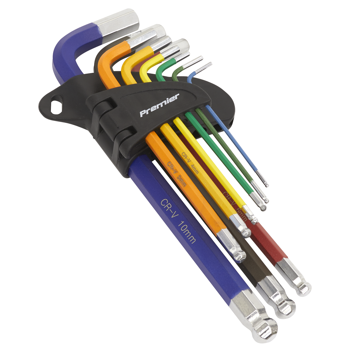 Ball-End Hex Key Set 9pc Colour-Coded Long Metric