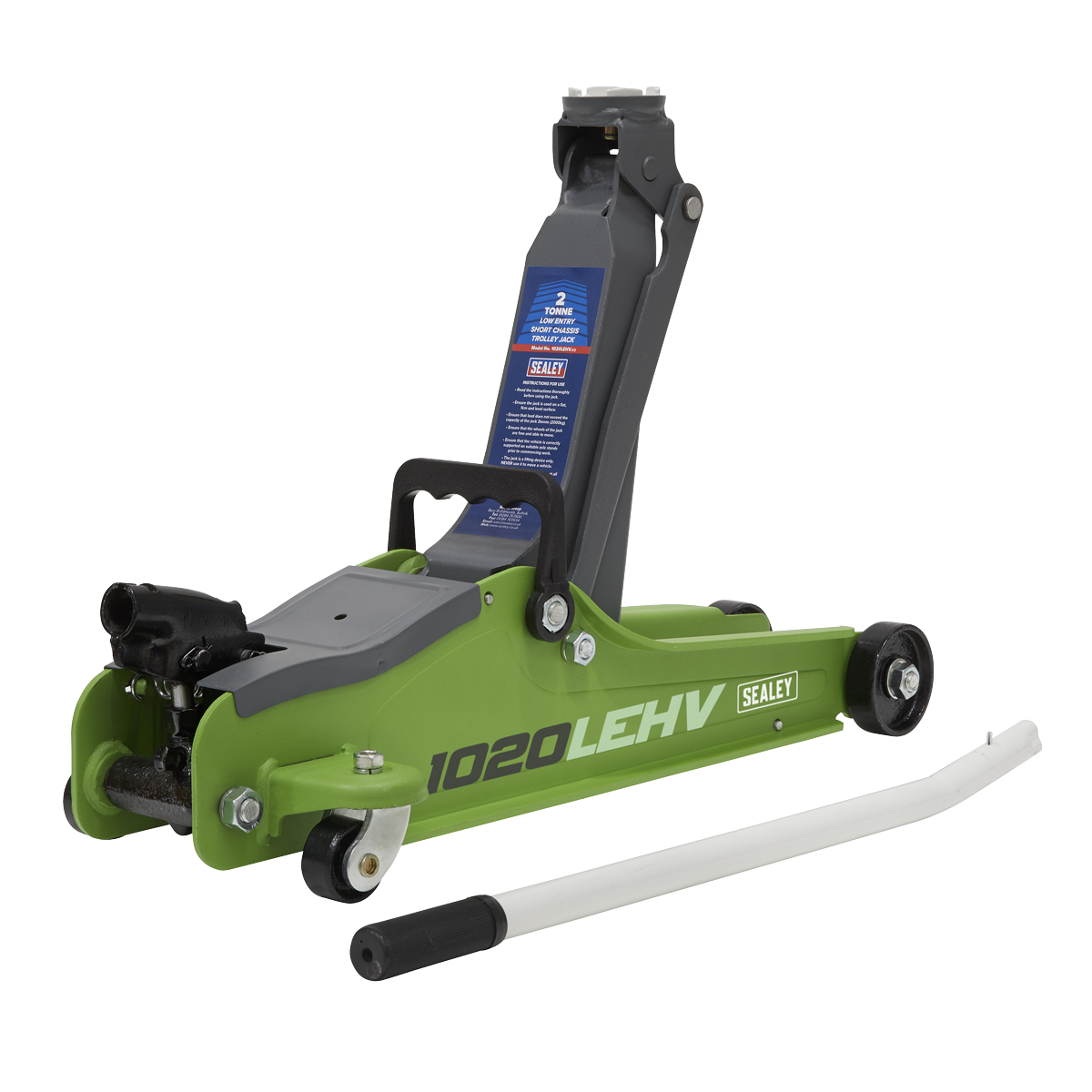 2 Tonne Low Profile Short Chassis Trolley Jack - Hi-Vis Green