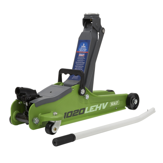 2 Tonne Low Profile Short Chassis Trolley Jack - Hi-Vis Green