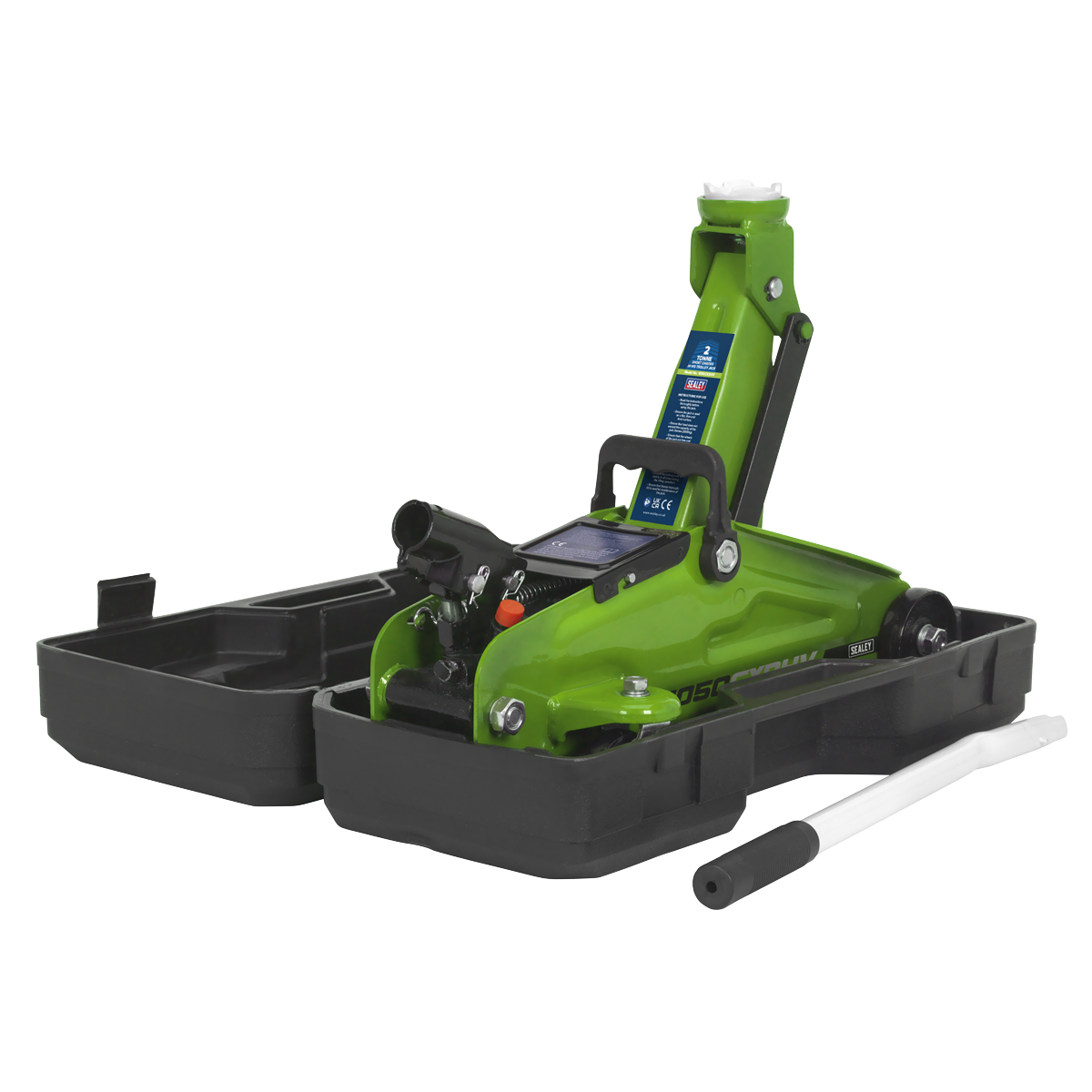 2 Tonne Short Chassis Hi-Vis Trolley Jack with Storage Case