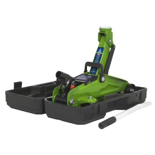 2 Tonne Short Chassis Hi-Vis Trolley Jack with Storage Case