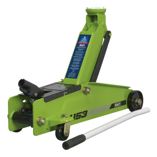 3 Tonne Long Reach Heavy-Duty Trolley Jack - Hi-Vis