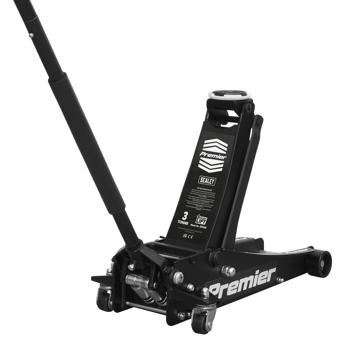 3 Tonne Low Profile Trolley Jack with Rocket Lift - Black