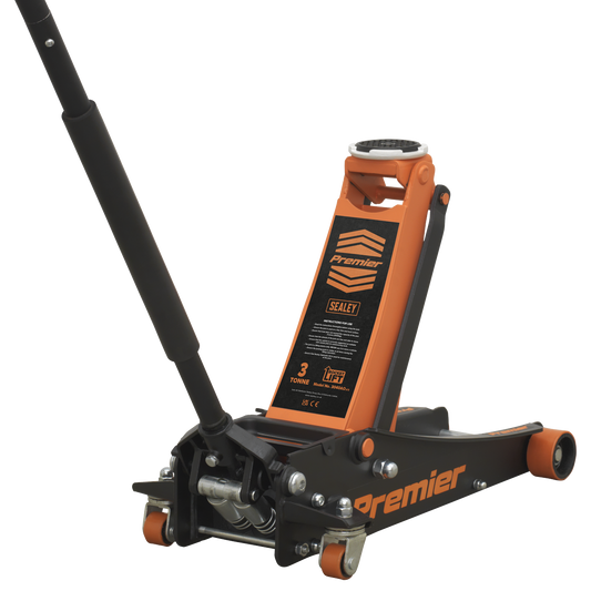 3 Tonne Low Profile Trolley Jack with Rocket Lift - Orange