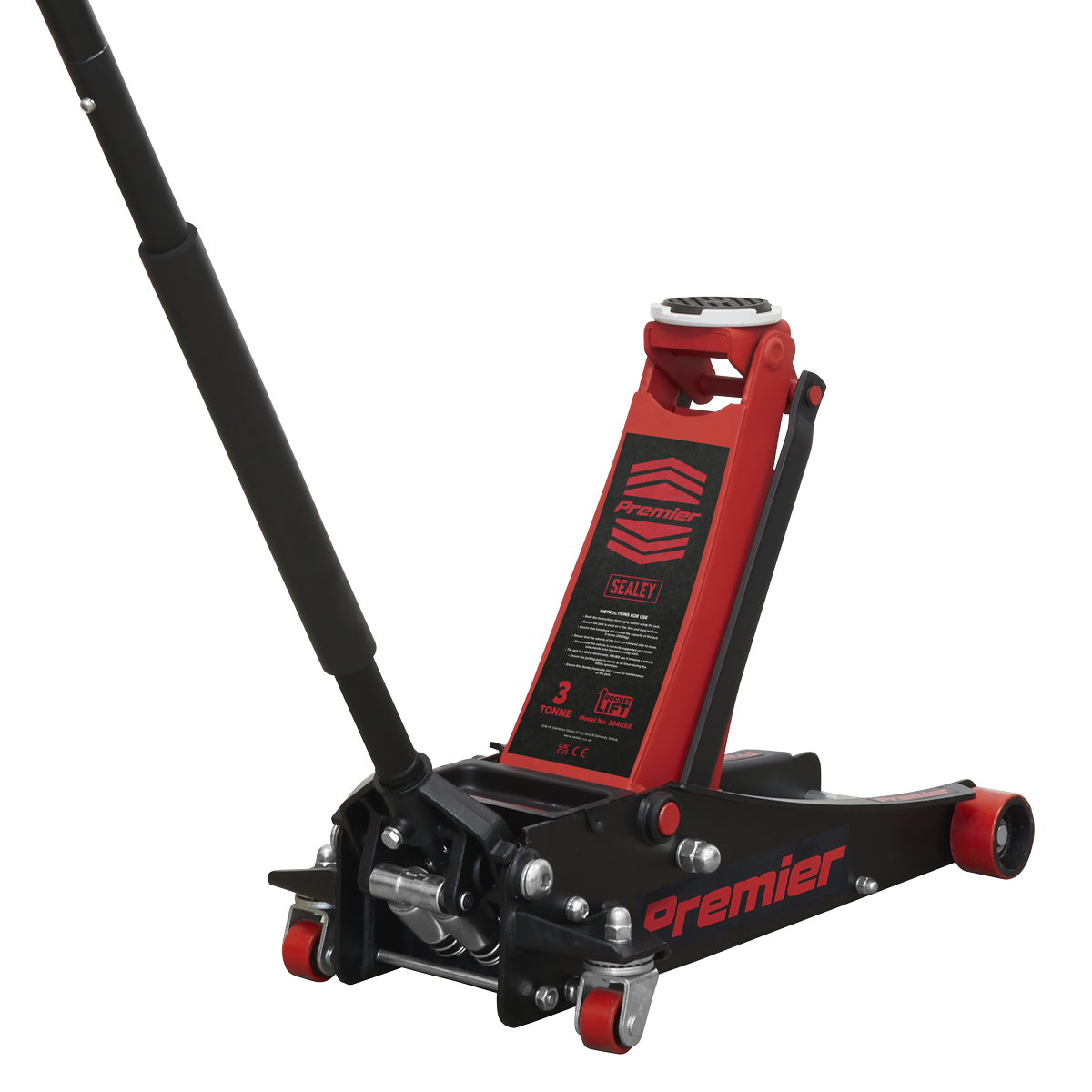 Trolley Jack 3 Low Profile Tonne Rocket Lift - Red