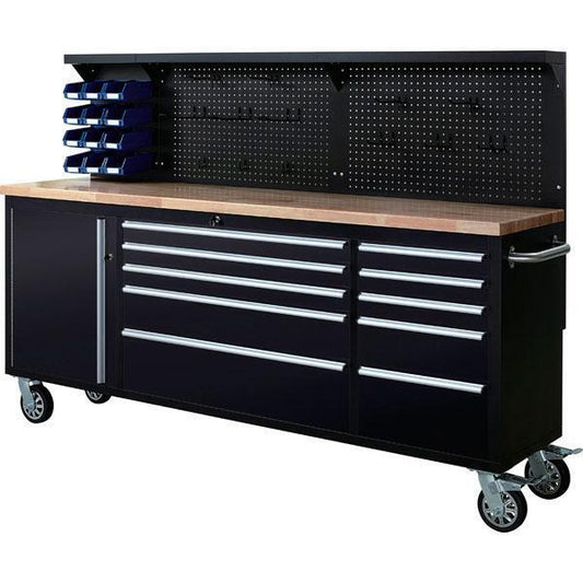 Roller Tool Cabinet w/ Rubber Wood Worktop