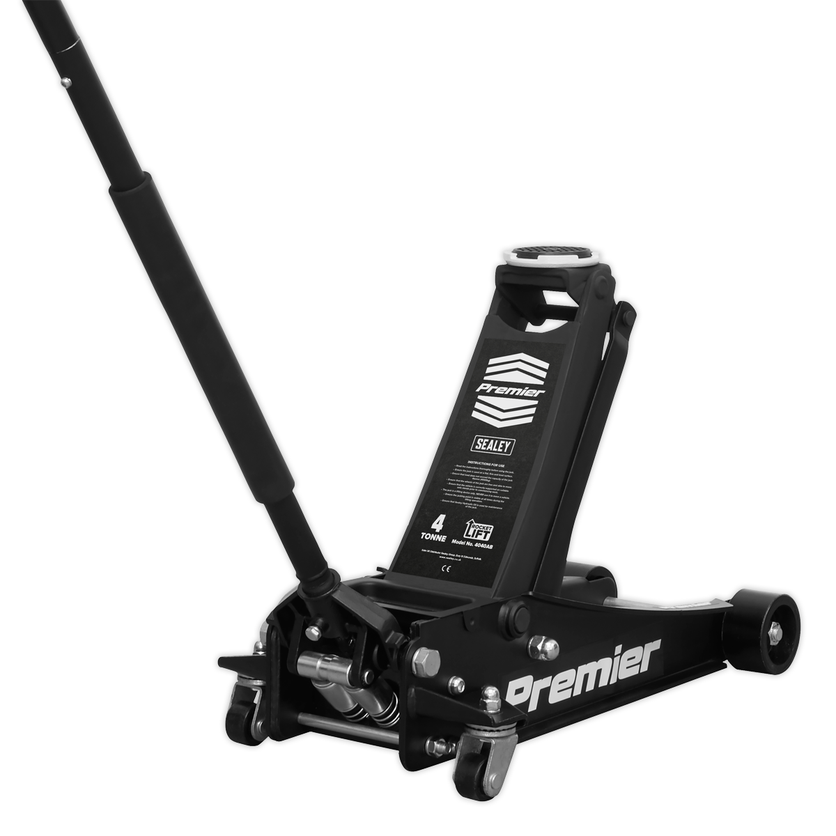 4 Tonne Low Profile Trolley Jack with Rocket Lift - Black