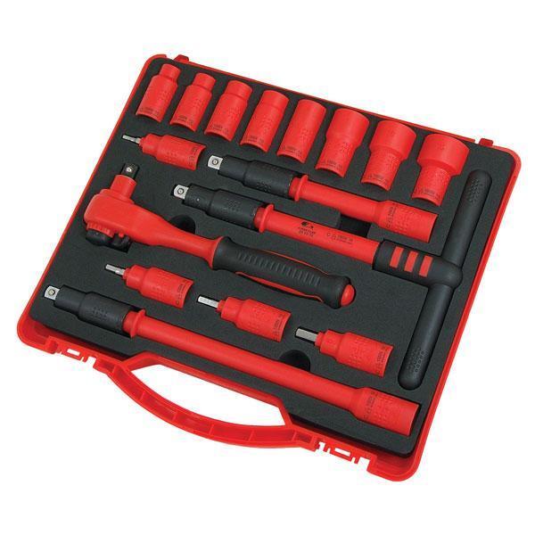 1000V Insulated 16Pcs 3/8" inch VDE Socket Ratchet Bit Tool Set