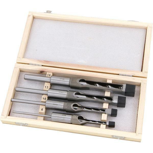 4pc Wood Square Woodwork Auger Mortice Drill Bit Set 6mm 10mm 13mm 16mm