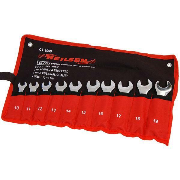 Spanner Set - 10 Piece Stubby - Combination 10-19 mm