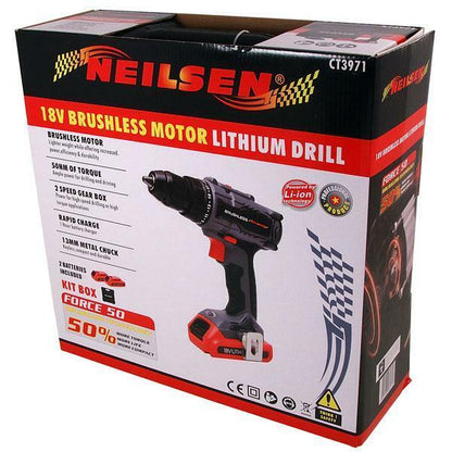 18v Brushless Motor Cordless Drill. 2 Batteries