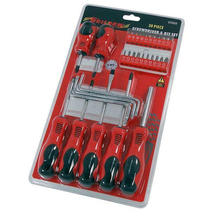 30 Piece Screwdriver & Bit Set Hex Torx Pozi Star