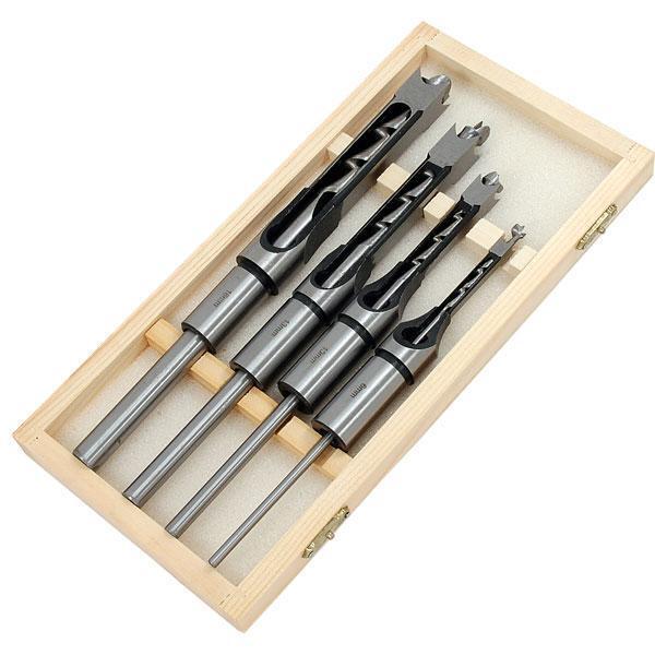 4pc Wood Square Woodwork Auger Mortice Drill Bit Set 6mm 10mm 13mm 16mm