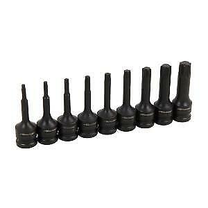 9pc Torx T-Star Impact Socket Bit Set 1/2"Drive T20 -T70 Cr-v 75mm Long