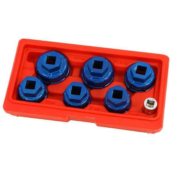 Oil Filter Low Profile Cup Socket Set 7pc 1/2 & 3/8" dr