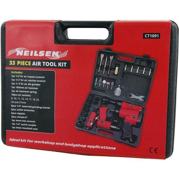 Air Tool Kit- 33pc 1/2" Drive Kit- Wrench Ratchet Grinder Hammer