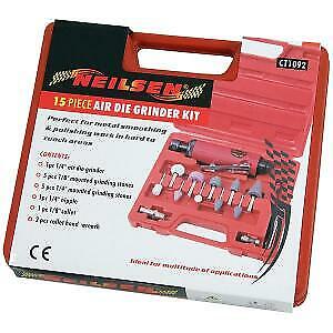 Air Die Grinder Kit Air Powered 15pc Straight With Case