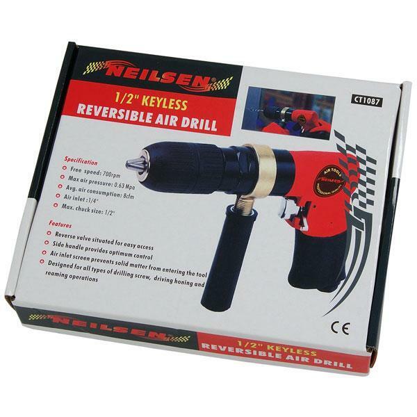 Air Drill  1/2 €� Keyless Chuck Reversible Side Handle