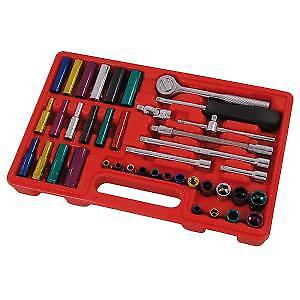 40pc Standard & Deep Socket Tool Set 1/4" Drive Extension T Bar