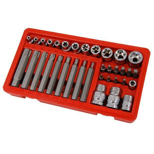 35 Piece Drive Bits Set 1/4 3/8 & 1/2 Star Bit Socket