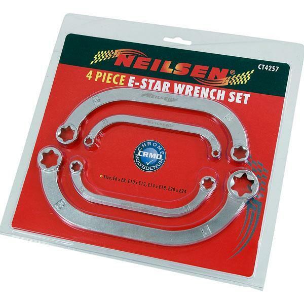 E-Star C-Shaped Obstruction Wrench Set Metric E6-E24 4pc