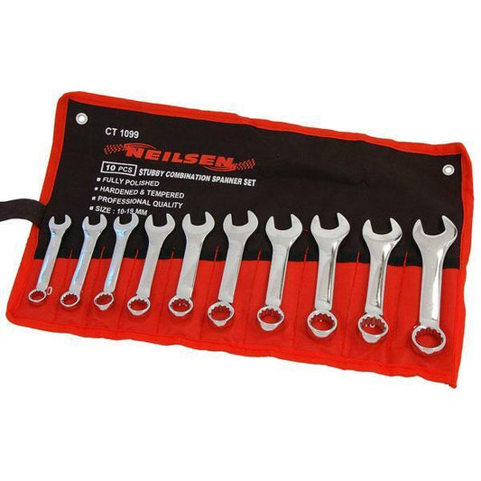 Spanner Set - 10 Piece Stubby - Combination 10-19 mm