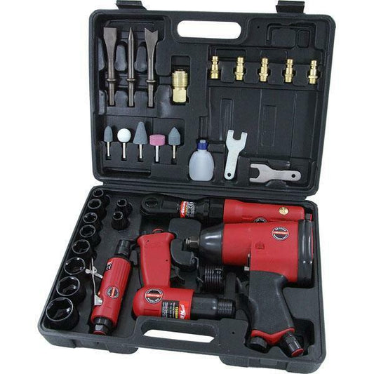 Air Tool Kit- 33pc 1/2" Drive Kit- Wrench Ratchet Grinder Hammer