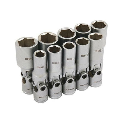 10pc Sockets With Universal Joints Deep 3/8in. Drive 10-19mm