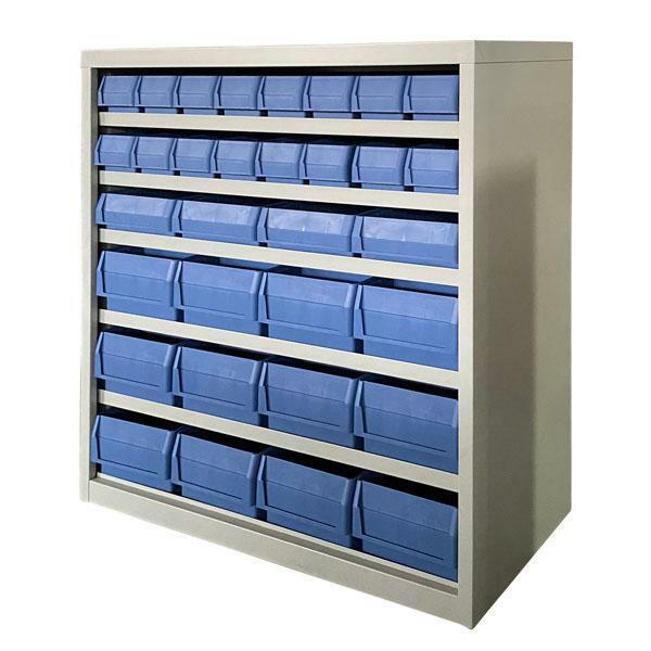 Steel Cabinet, 32 Assorted Size Storage Bins