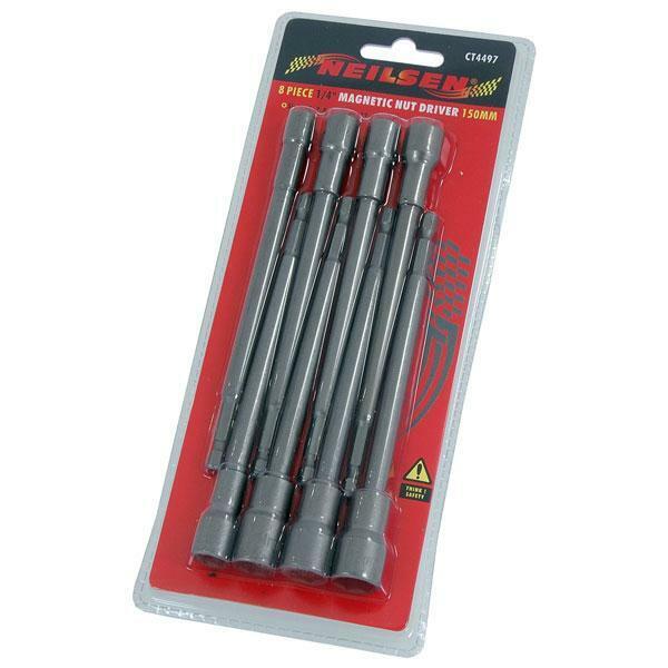 Magnetic Nut Driver Bit Set 8pc Extra Long 150mm 6-13mm