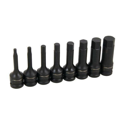 8 piece Impact Bit Socket Set, Int. Hex. 5-193m, 1/2"