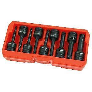 9pc Torx T-Star Impact Socket Bit Set 1/2"Drive T20 -T70 Cr-v 75mm Long