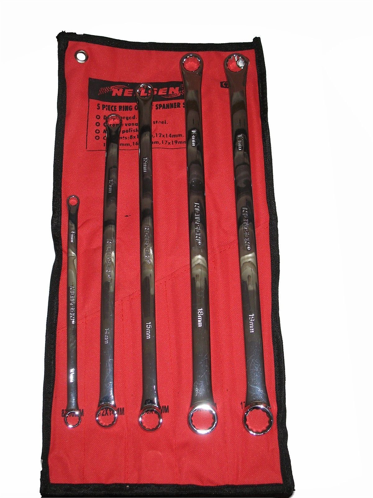 5pc Extra Long Chrome Vanadium Ring Spanner Set