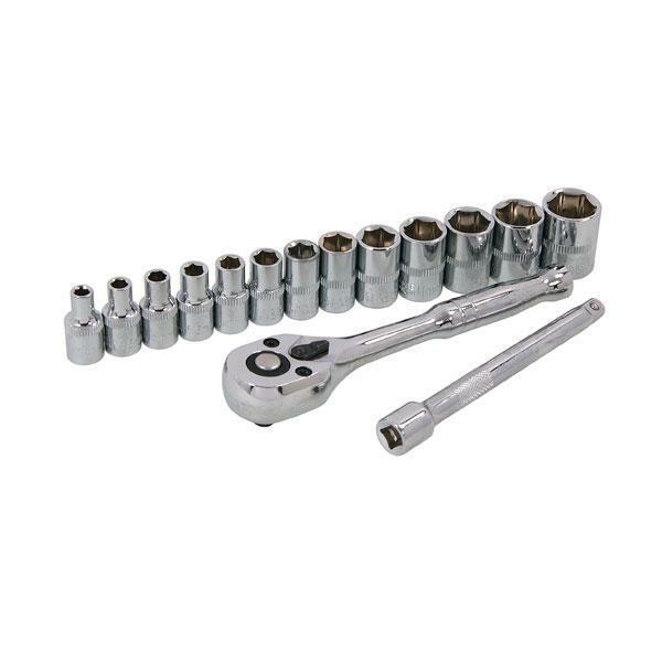 15 Piece 1/4" Drive Socket Set Ratchet Sizes 4mm-14mm