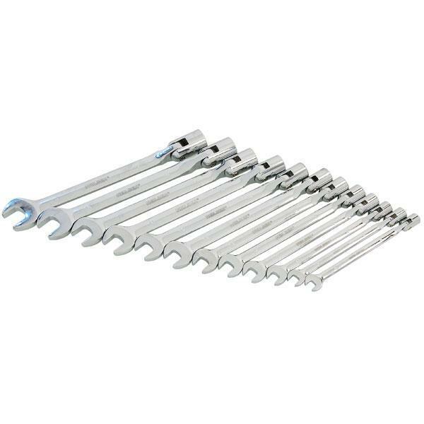 Flexi-Head Socket / Open End Wrench 12pc Set 8-19mm