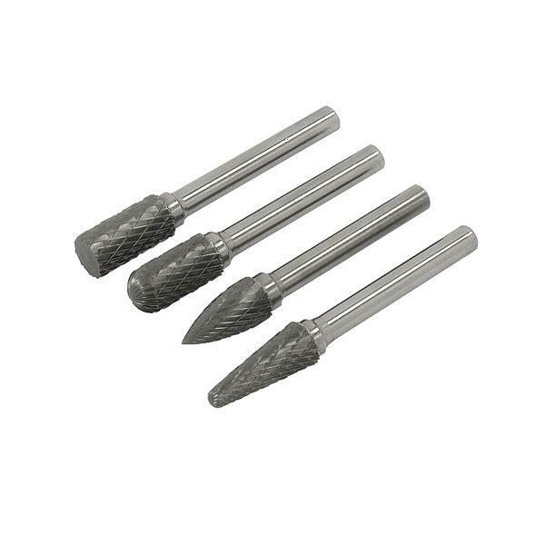 4 Piece Carbide Rotary File Burr Bit Set 6 mm Shank